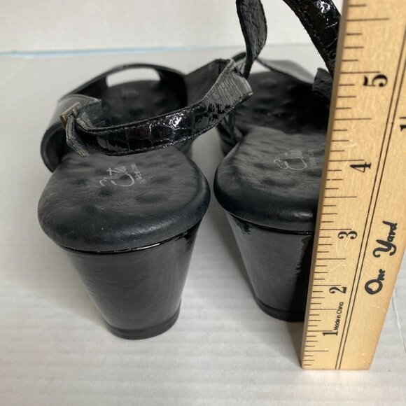 Walking Cradle NWOB Elites Black Patent Open Toe Slingback Sandal Size 10 1/2/W - Picture 9 of 9